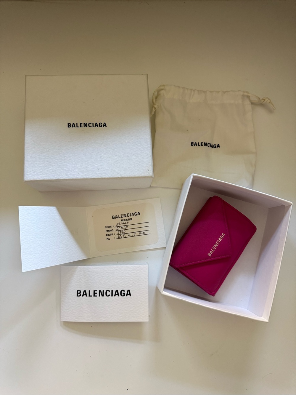 Authentic Balenciaga Papier Mini wallet in Rose